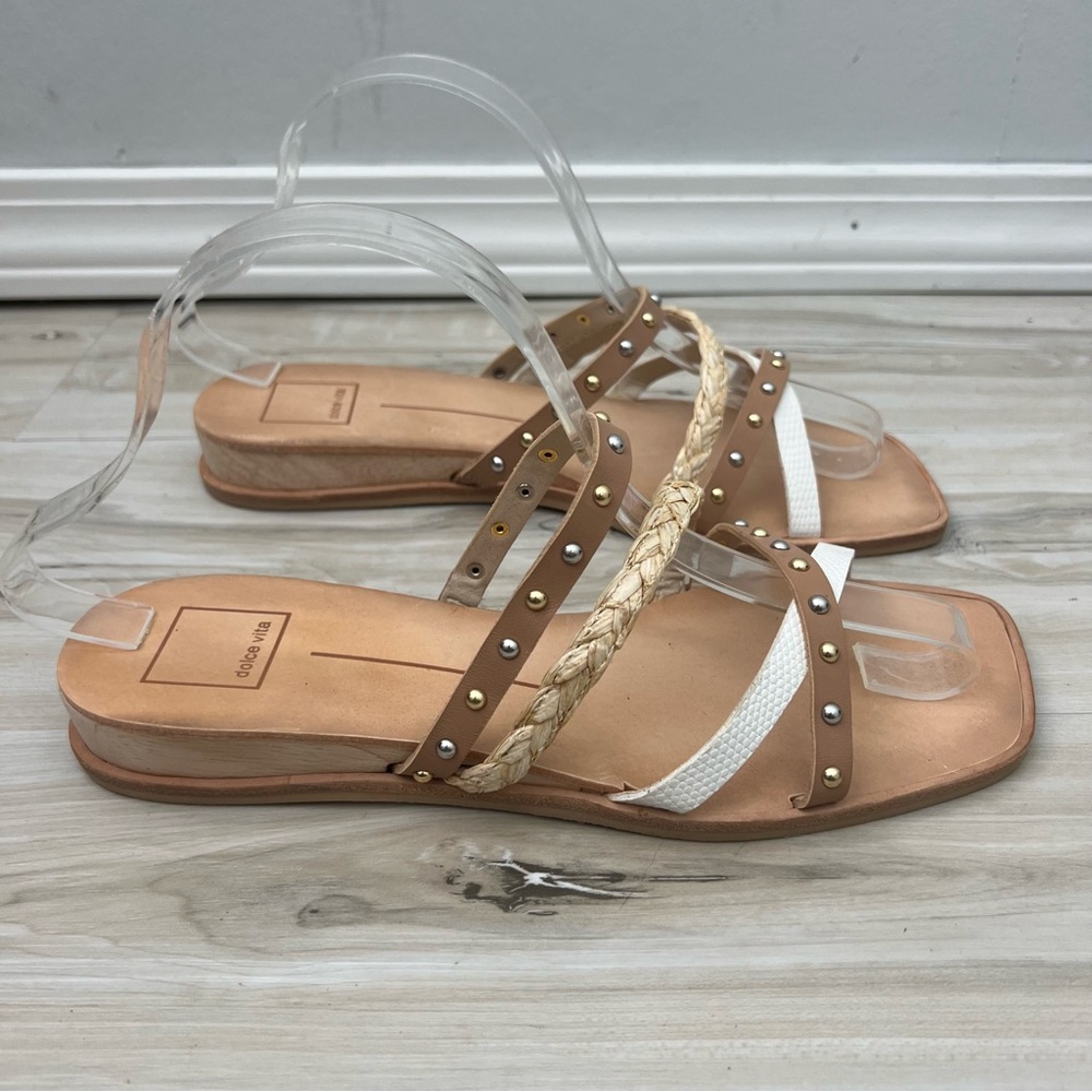 Dolce Vita Tan and White Studded Sandals